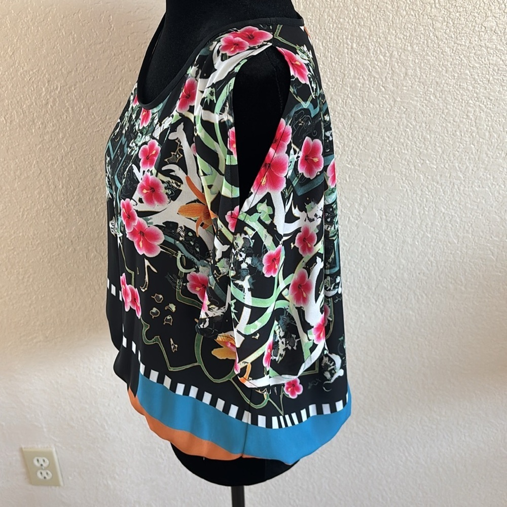 Clover Canyon Multicolor Women's Cuba Scarf Cold Shoulder Blouse 0093 - Picture 6 of 8